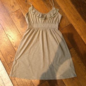 Banana Republic olive green cotton dress with ruffle